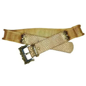 B.B. Simon Statement Belt Vintage 90s Leather & Metal Gold-Tone Mesh Size XL 34